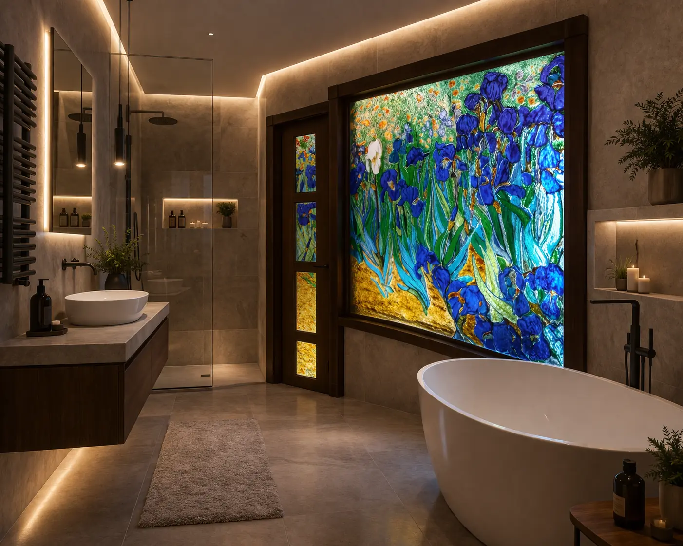 Vetro artistico nel bagno di lusso