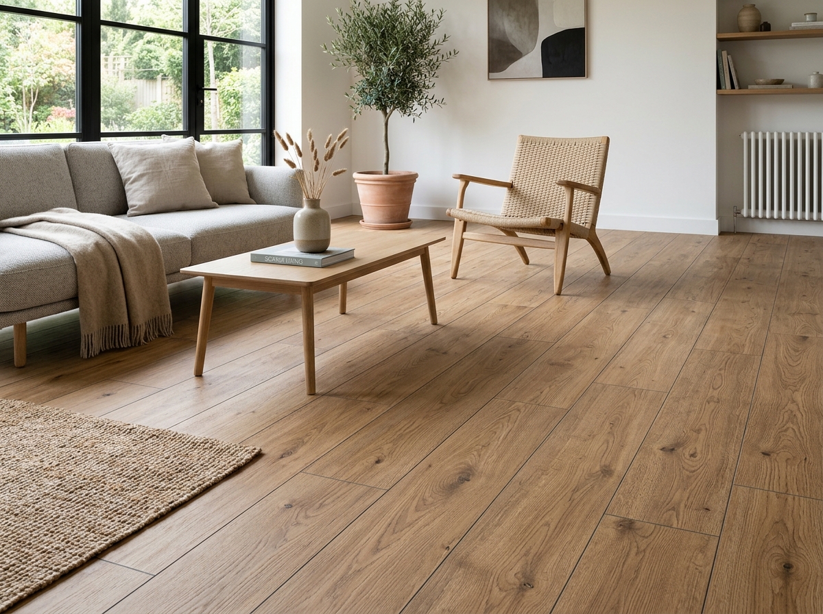 Soggiorno moderno con gres effetto legno