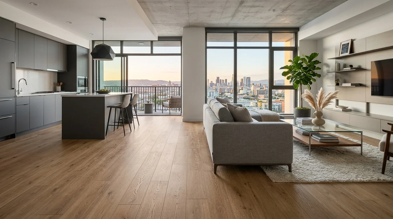 Listoni di pavimentazione SPC ad aggancio a clic con finitura effetto legno rovere caldo